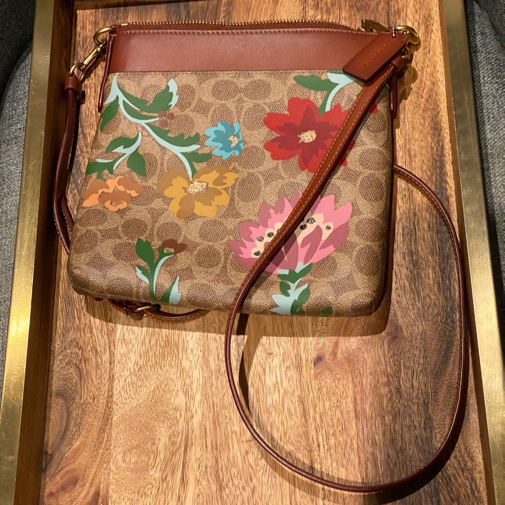 Coach Tan Floral Crossbody Bag